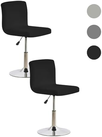 2PCS Bar Stool Slipcovers with Backrest Cover Black