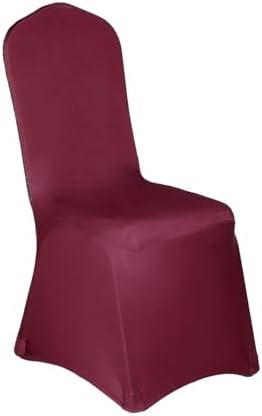 Efavormart Burgundy Spandex Chair Covers with Glittering Back and Foot Pockets
