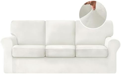 7 Piece Velvet Stretch Sofa Slipcover Set for 3 Cushion Couch