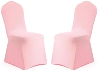 Yahpetes Pink Polyester Spandex Chair Covers 2 Pcs