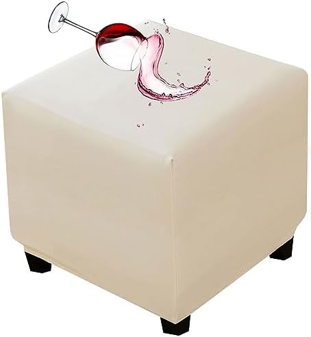 Waterproof PU Square Ottoman Cover with Elastic Bottom