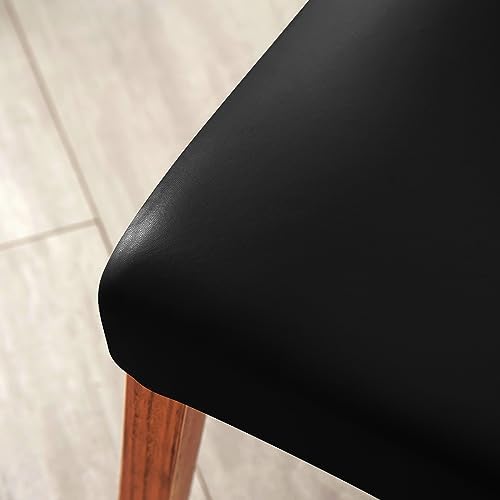 PU Faux Leather Stretch Dining Chair Cover Protector Slipcover Black 4 1
