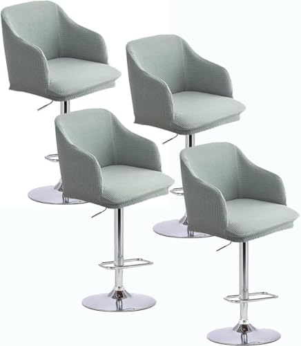 Set of 4 Curved Bar Stool Slipcovers with Backs and Arms