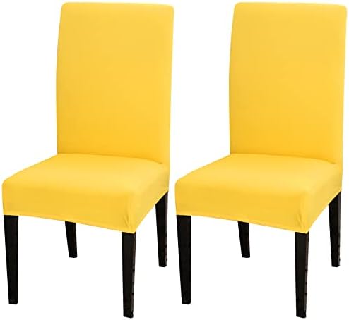 Jusmate Chair Covers Set of 2 Stretch Spandex Dining Chair Covers Yellow