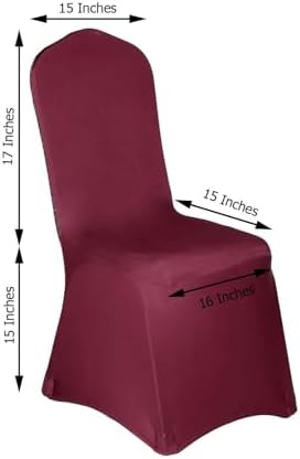 Efavormart Burgundy Spandex Chair Covers with Glittering Back and Foot Pockets