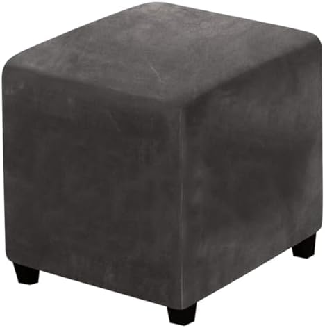 Velvet Square Ottoman Cover with Elastic Bottom 1