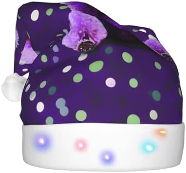 Purple Poodle Polka Dots Christmas Hat with LED Lights