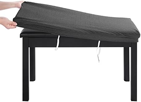 BUYUE Luxury 2-Person Piano Bench Cover Stretch Jacquard Washable Rectangle M Grey