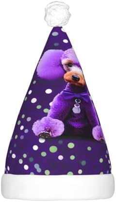 Purple Poodle Polka Dots Christmas Hat with LED Lights