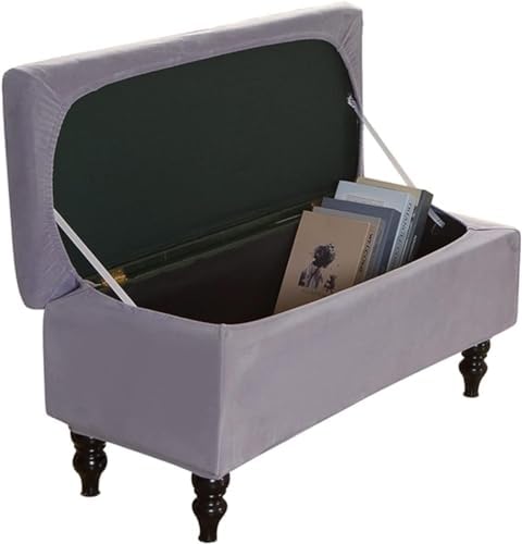 Konsilsa Velvet Stretch Ottoman Slipcover Foldable Storage Bench Cover
