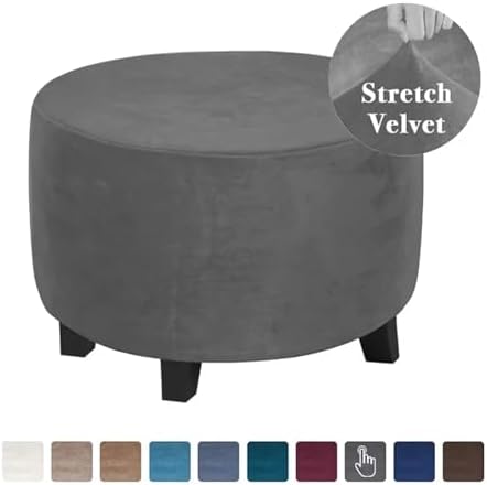 Velvet Plush Footstool Cover for XL Ottoman 1