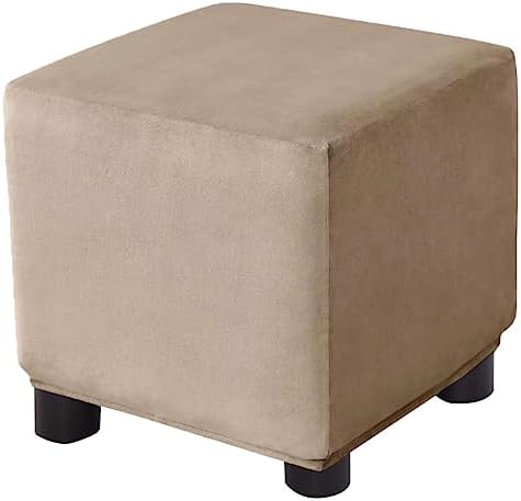 Velvet Stool Cover with Elastic Band for Small Ottomans