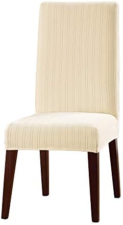 SureFit Stretch Pinstripe Dining Chair Slipcover Cream