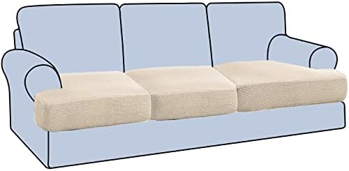 HVERSAILTEX Stretch 3 Piece T Cushion Slipcovers with Elastic Bands