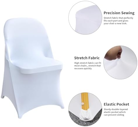30 Pcs White Folding Chair Covers for Events and Parties