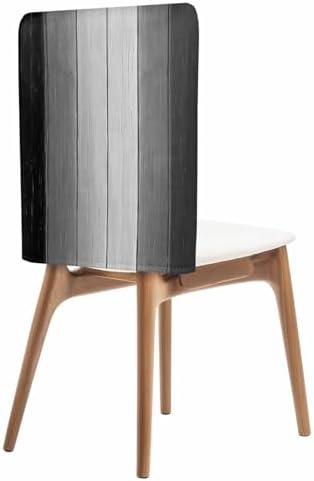 Black Grey Gradient Wood Board Dining Chair Cover 4 Pack