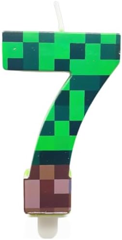 Green Pixel Miner Birthday Candles for Boys Girls 1