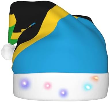 Tanzania Flag Print Christmas Hat with LED Lights