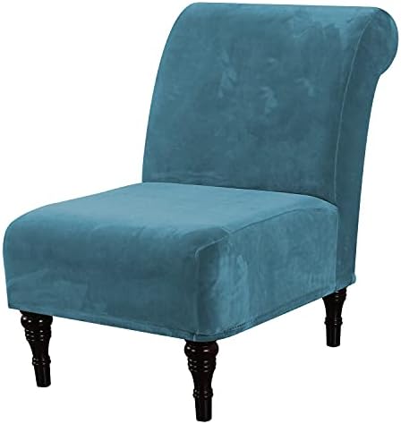 HVERSAILTEX Velvet Armless Chair Cover Peacock Blue