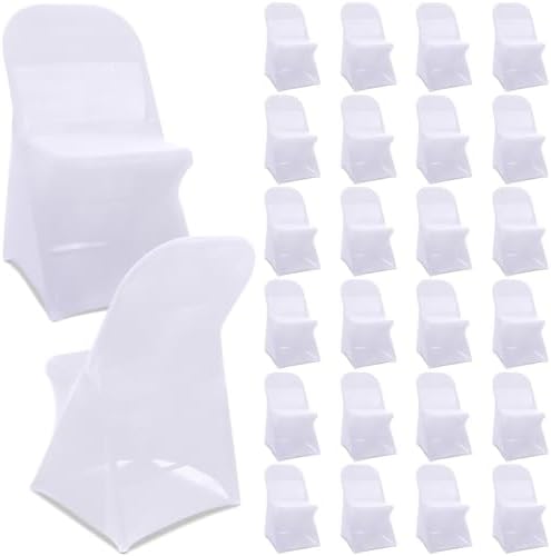 Newwiee Spandex Chair Covers 25 Pcs White Universal Foldable