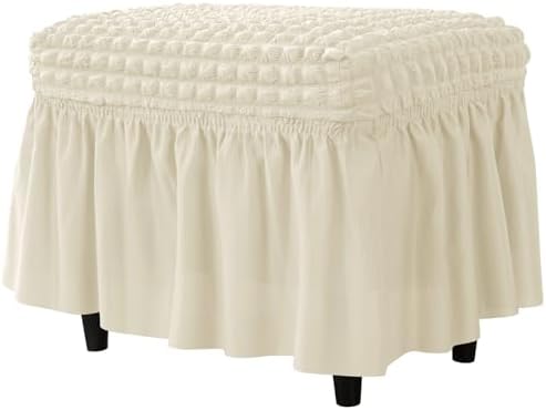 CLGTY Rectangle Ottoman Slipcover Beige Small