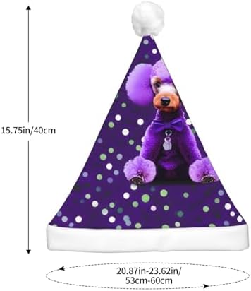 Purple Poodle Polka Dots Christmas Hat with LED Lights