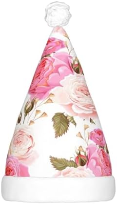 Floral Rose Pink Christmas Hat with LED Lights