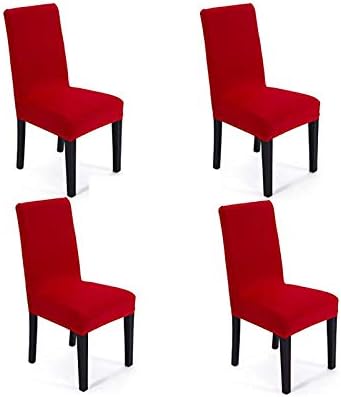 SheYang Stretch Washable Dining Chair Cover Protector Red 4