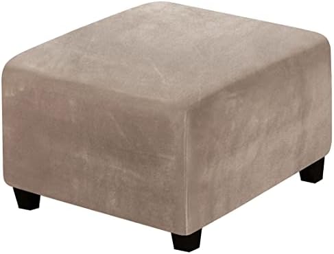 Square Ottoman Slipcover Stretch Velvet