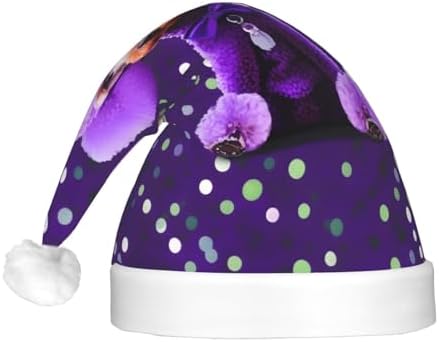 Purple Poodle Polka Dots Christmas Hat with LED Lights