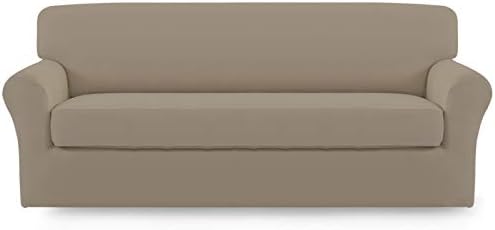Easy-Going 2 Pieces Microfiber Stretch Sofa Slipcover with Spandex Elastic Bottom