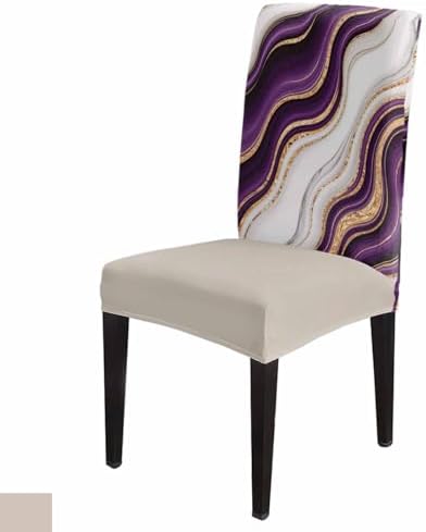 4 Pcs Stretch Spandex Dining Chair Covers with Abstract Geometric Stripes