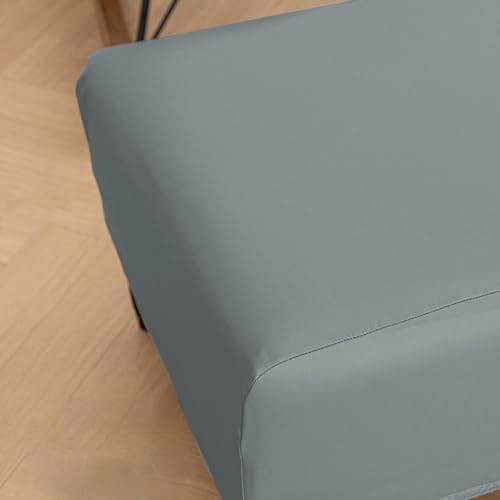 PU Leather Ottoman Slipcover Waterproof and Stretchy Black M