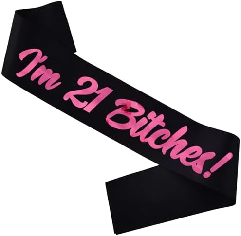 21st Birthday Sash with Foil Pink Letters