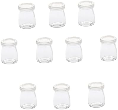 PRETYZOOM 10pcs Glass Pudding Jars with Lids for Party Favors