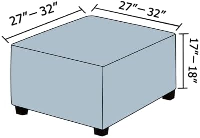 Soft Square Ottoman Cover - Durable Stretchable Jacquard Slipcover with Elastic Bottom - Large White