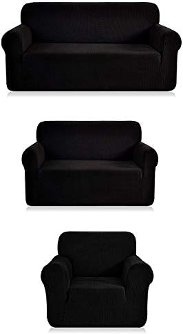 Fancy Linen 3pc Slipcover Set - Solid Black
