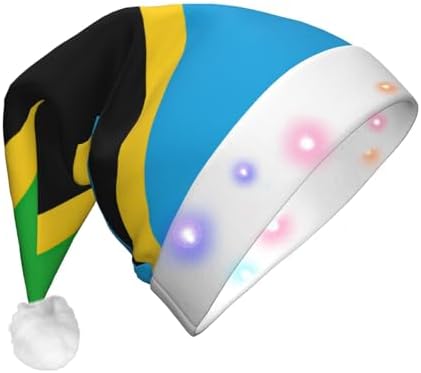 Tanzania Flag Print Christmas Hat with LED Lights