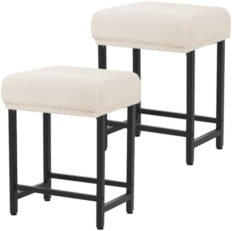 Levoberg Rectangle Bar Stool Slipcover Set of 2 Beige 1