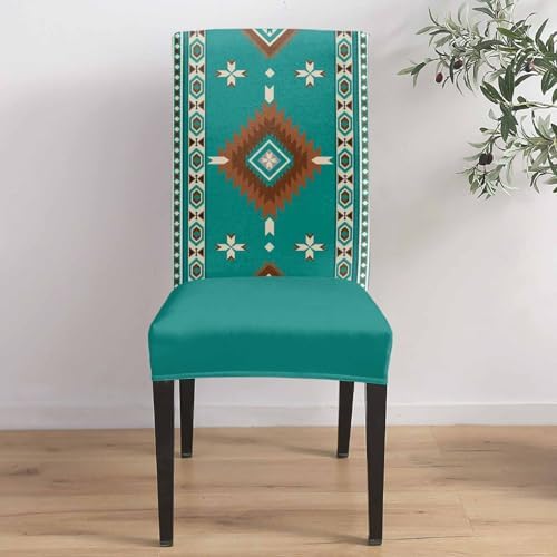 Turquoise Southwest Dining Chair Cover Set of 6 1