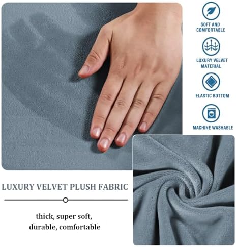 Velvet Plush Round Ottoman Slipcover with Elastic Bottom
