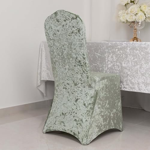 Sage Green Crushed Velvet Spandex Chair Cover with Foot Pockets