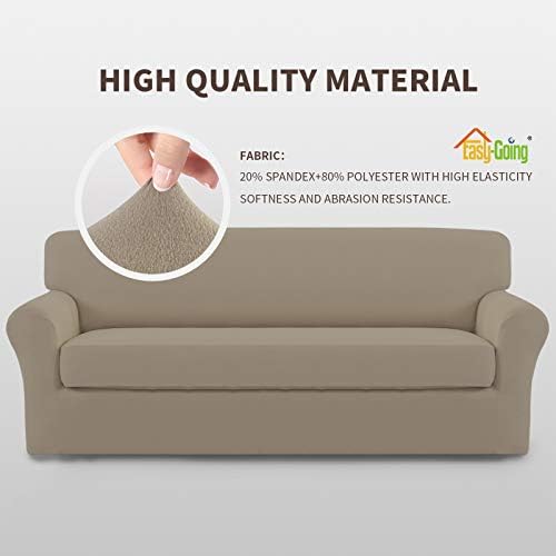 Easy-Going 2 Pieces Microfiber Stretch Sofa Slipcover with Spandex Elastic Bottom
