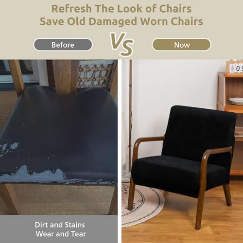 NICEEC Black Spandex Mid Century Chair Covers with Arms