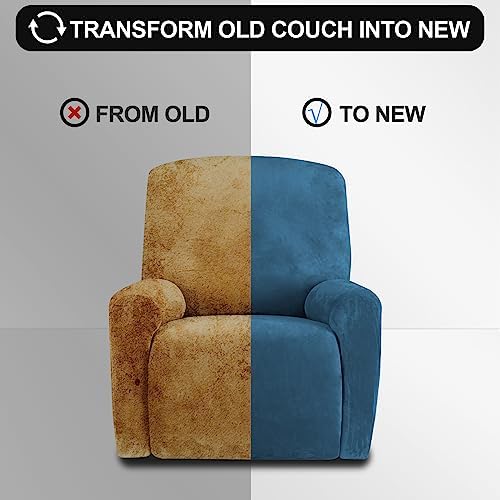 Real Velvet Recliner Chair Covers 4 Piece Deep Teal