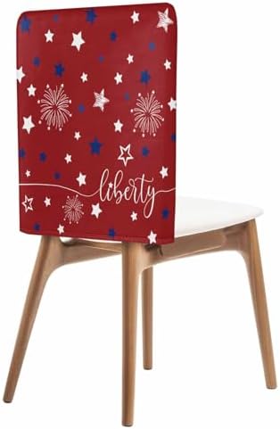 Independence Day Chair Back Covers Set of 4 Red American Flag Fireworks