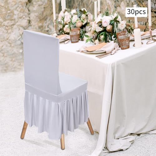 30Pcs Chair Slipcovers with Skirt White