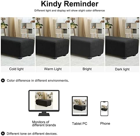 PiccoCasa High Stretch Ottoman Cover X-Large Black 1