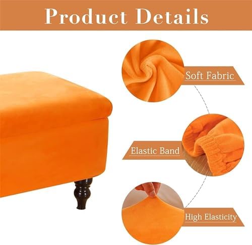 Konsilsa Velvet Stretch Ottoman Slipcover Foldable Storage Bench Cover