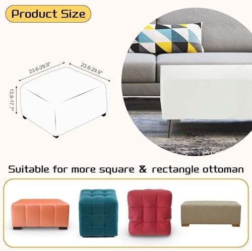 Uxcell Square Ottoman Cover with Elastic Bottom 1